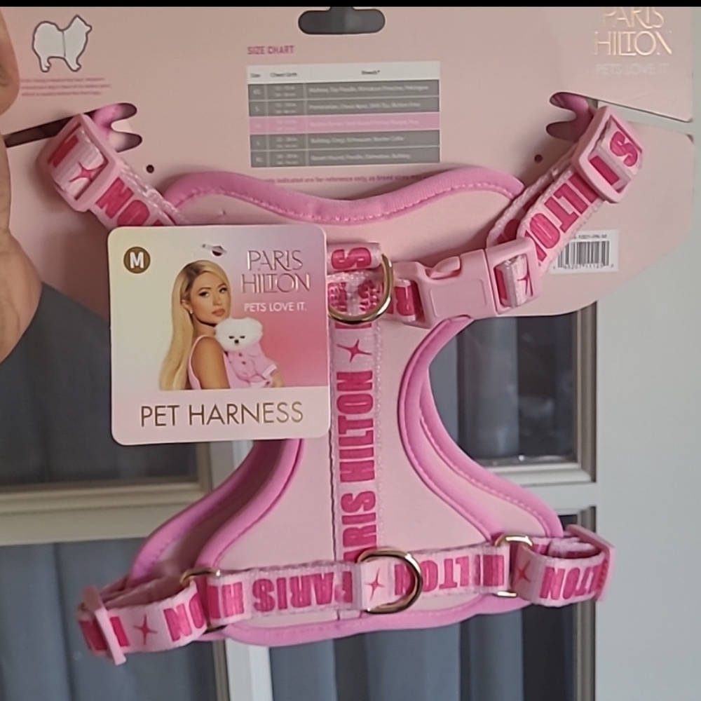 Paris Hilton Pink Adjustable Dog Harness - Size Medium